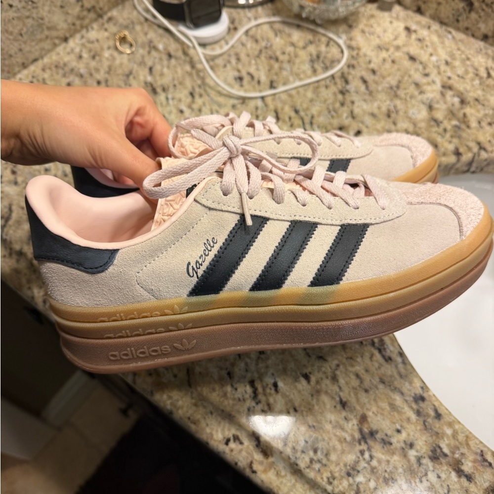 Adidas Women's Gazelle Cream and Black Sneakers